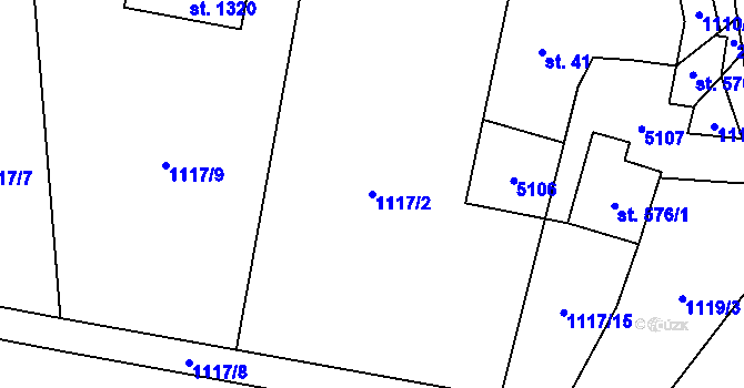 Parcela st. 1117/2 v KÚ Nýdek, Katastrální mapa