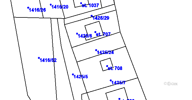 Parcela st. 1425/24 v KÚ Nýdek, Katastrální mapa