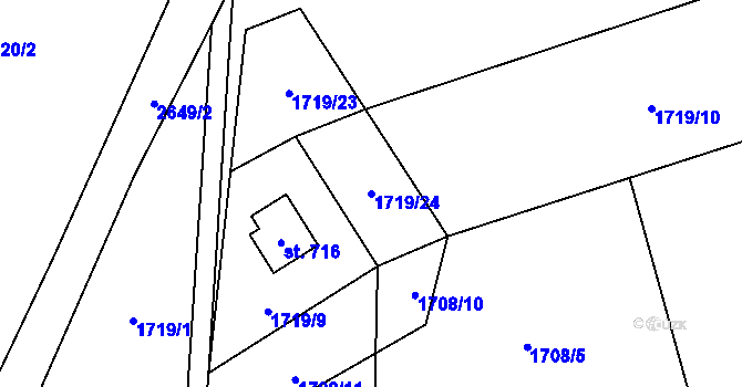 Parcela st. 1719/24 v KÚ Nýdek, Katastrální mapa