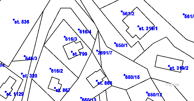 Parcela st. 2691/7 v KÚ Nýdek, Katastrální mapa