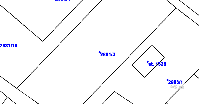 Parcela st. 2881/3 v KÚ Nýdek, Katastrální mapa