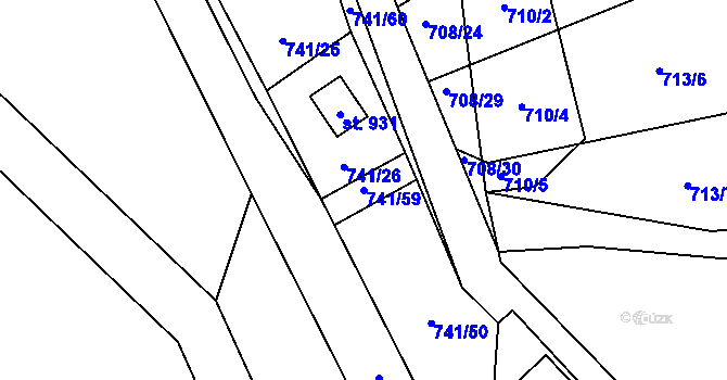 Parcela st. 741/59 v KÚ Nýdek, Katastrální mapa