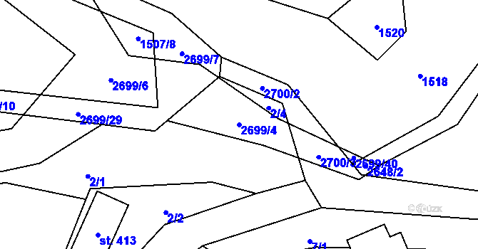 Parcela st. 2699/4 v KÚ Nýdek, Katastrální mapa
