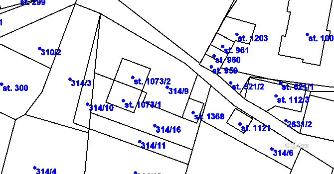 Parcela st. 314/9 v KÚ Nýdek, Katastrální mapa