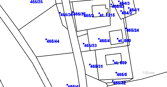 Parcela st. 465/23 v KÚ Nýdek, Katastrální mapa