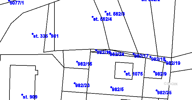 Parcela st. 982/16 v KÚ Nýdek, Katastrální mapa