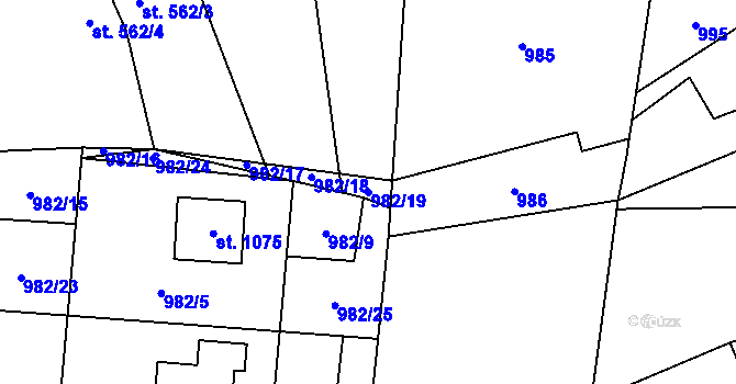 Parcela st. 982/19 v KÚ Nýdek, Katastrální mapa