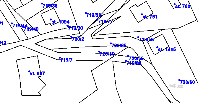 Parcela st. 720/10 v KÚ Nýdek, Katastrální mapa