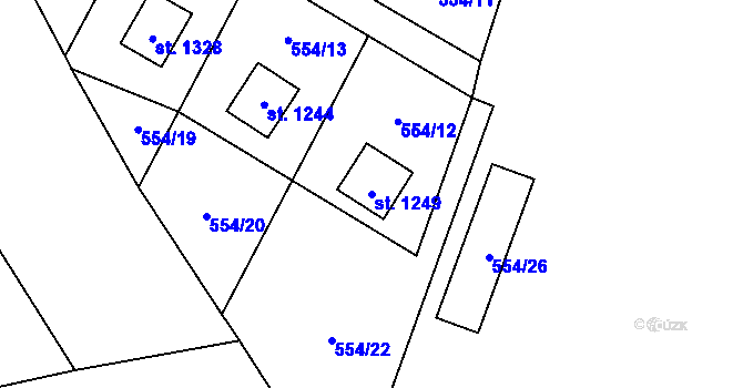 Parcela st. 1249 v KÚ Nýdek, Katastrální mapa