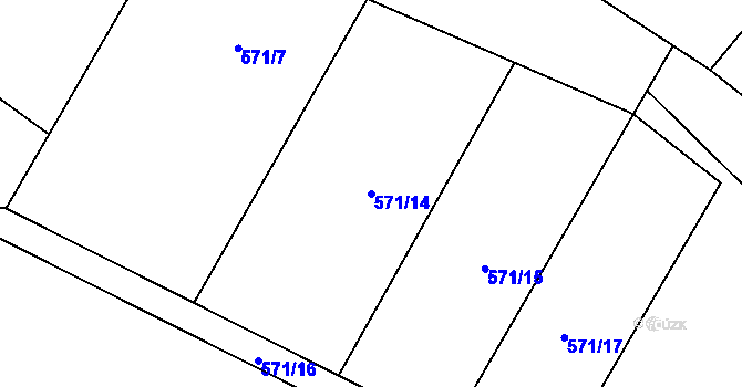 Parcela st. 571/14 v KÚ Nýdek, Katastrální mapa