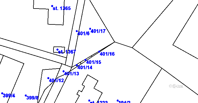 Parcela st. 401/16 v KÚ Nýdek, Katastrální mapa