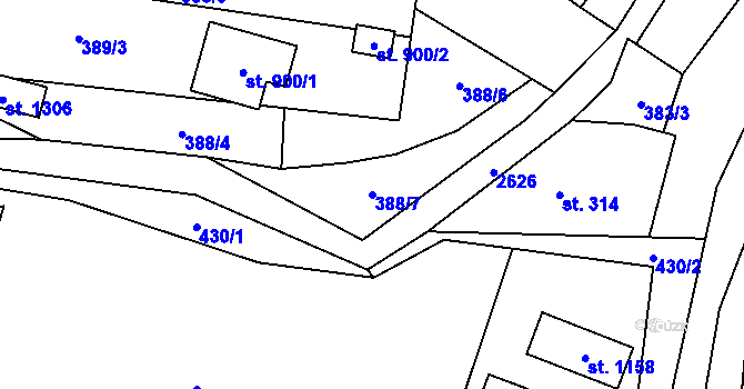 Parcela st. 388/7 v KÚ Nýdek, Katastrální mapa