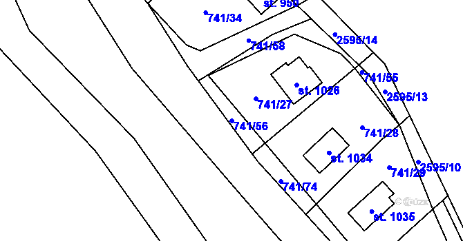 Parcela st. 741/56 v KÚ Nýdek, Katastrální mapa