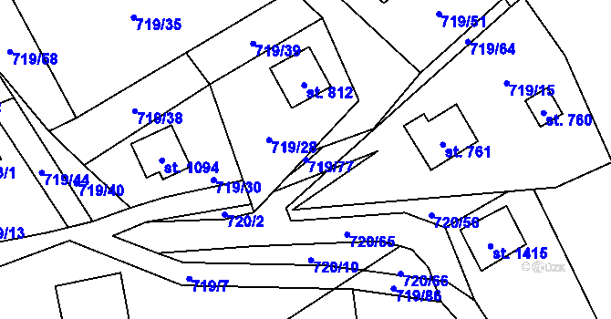 Parcela st. 719/77 v KÚ Nýdek, Katastrální mapa