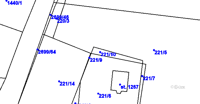 Parcela st. 221/10 v KÚ Nýdek, Katastrální mapa