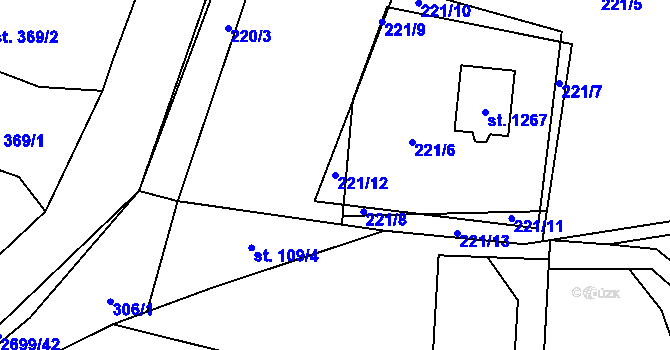 Parcela st. 221/12 v KÚ Nýdek, Katastrální mapa