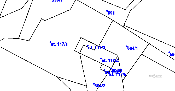 Parcela st. 117/3 v KÚ Nýdek, Katastrální mapa