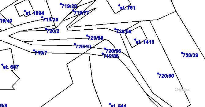 Parcela st. 719/86 v KÚ Nýdek, Katastrální mapa
