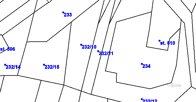 Parcela st. 232/21 v KÚ Nýdek, Katastrální mapa