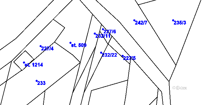 Parcela st. 232/22 v KÚ Nýdek, Katastrální mapa