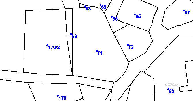 Parcela st. 71 v KÚ Nyklovice, Katastrální mapa