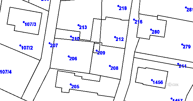 Parcela st. 209 v KÚ Nyklovice, Katastrální mapa
