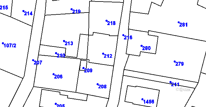 Parcela st. 212 v KÚ Nyklovice, Katastrální mapa