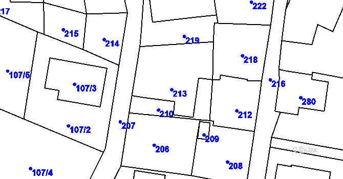 Parcela st. 213 v KÚ Nyklovice, Katastrální mapa