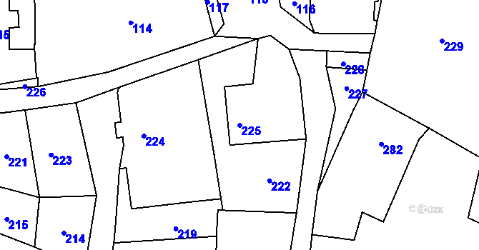 Parcela st. 225 v KÚ Nyklovice, Katastrální mapa