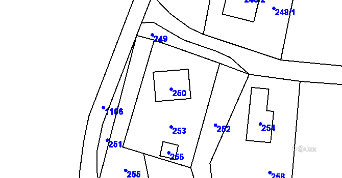 Parcela st. 250 v KÚ Nyklovice, Katastrální mapa