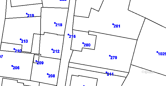 Parcela st. 280 v KÚ Nyklovice, Katastrální mapa