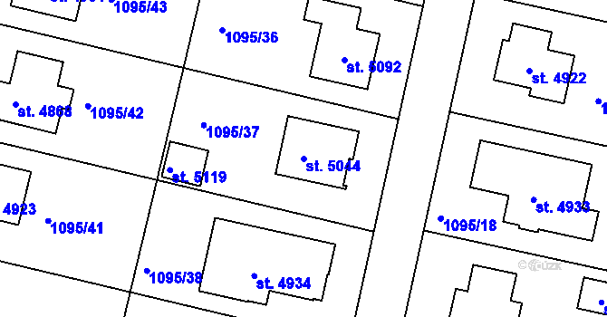 Parcela st. 5044 v KÚ Nymburk, Katastrální mapa