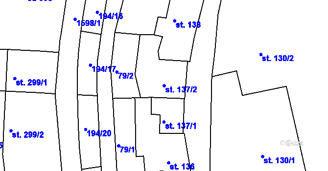 Parcela st. 137/2 v KÚ Nymburk, Katastrální mapa
