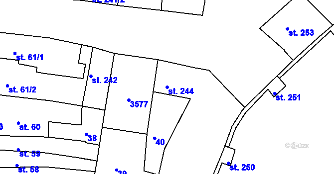 Parcela st. 244 v KÚ Nymburk, Katastrální mapa