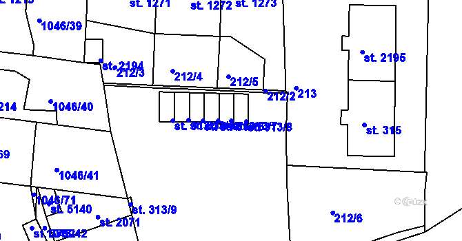 Parcela st. 313/7 v KÚ Nymburk, Katastrální mapa