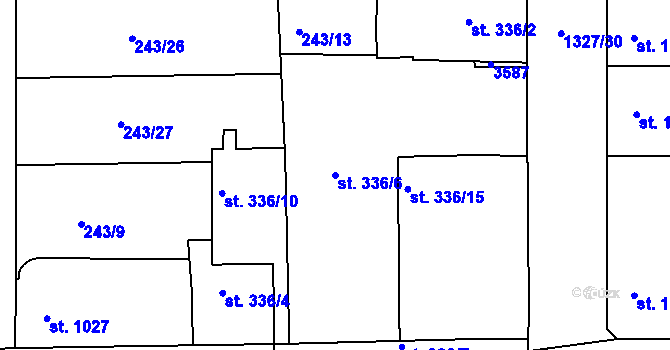 Parcela st. 336/6 v KÚ Nymburk, Katastrální mapa