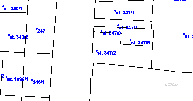 Parcela st. 347/2 v KÚ Nymburk, Katastrální mapa
