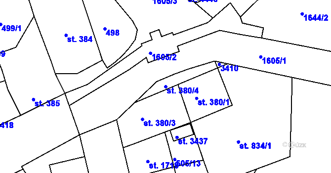 Parcela st. 380/4 v KÚ Nymburk, Katastrální mapa