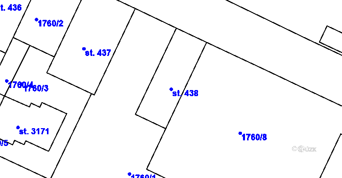 Parcela st. 438 v KÚ Nymburk, Katastrální mapa
