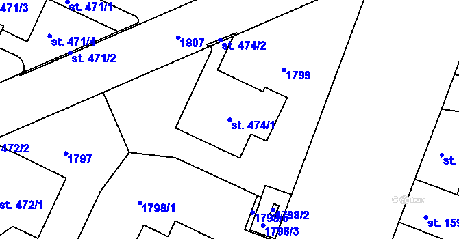 Parcela st. 474/1 v KÚ Nymburk, Katastrální mapa