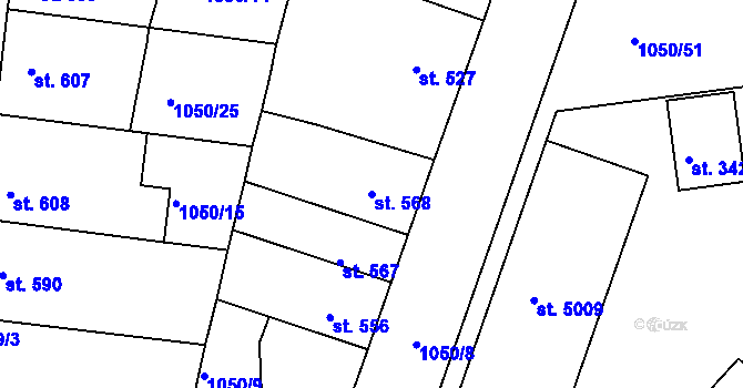 Parcela st. 568 v KÚ Nymburk, Katastrální mapa