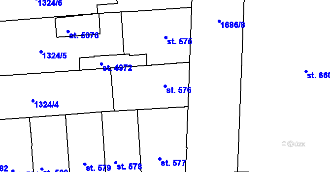 Parcela st. 576 v KÚ Nymburk, Katastrální mapa