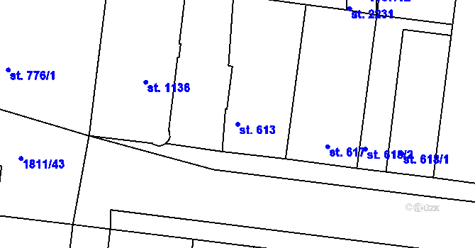 Parcela st. 613 v KÚ Nymburk, Katastrální mapa