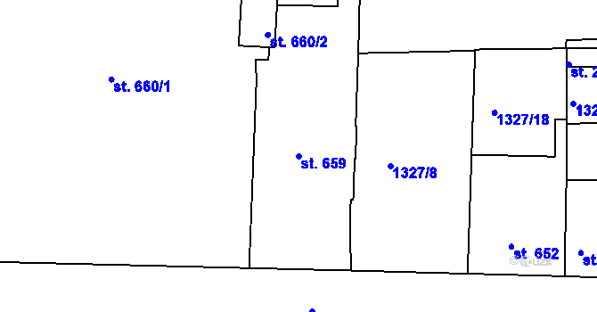 Parcela st. 659 v KÚ Nymburk, Katastrální mapa