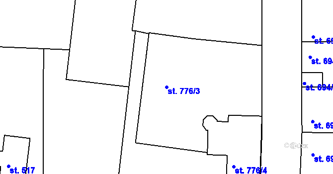 Parcela st. 776/3 v KÚ Nymburk, Katastrální mapa