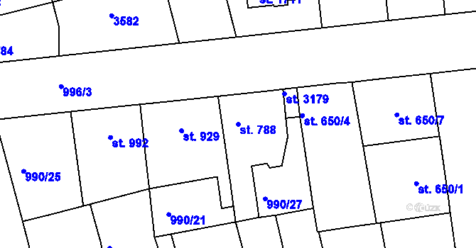 Parcela st. 788 v KÚ Nymburk, Katastrální mapa