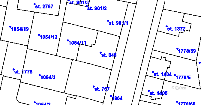 Parcela st. 846 v KÚ Nymburk, Katastrální mapa