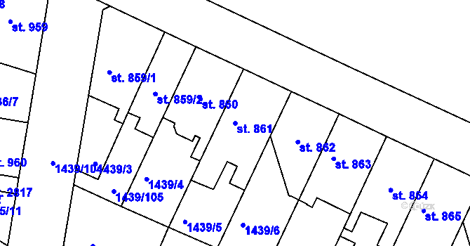 Parcela st. 861 v KÚ Nymburk, Katastrální mapa
