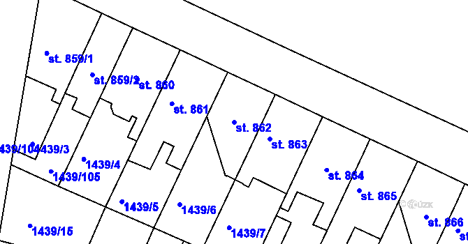 Parcela st. 862 v KÚ Nymburk, Katastrální mapa
