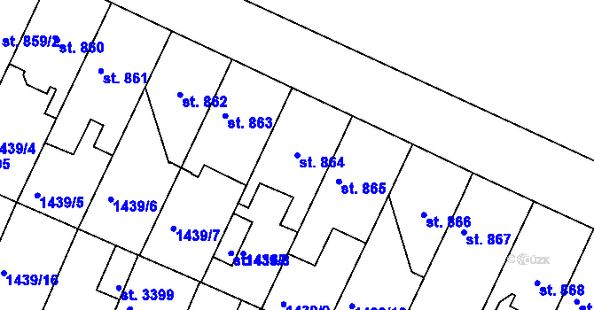 Parcela st. 864 v KÚ Nymburk, Katastrální mapa